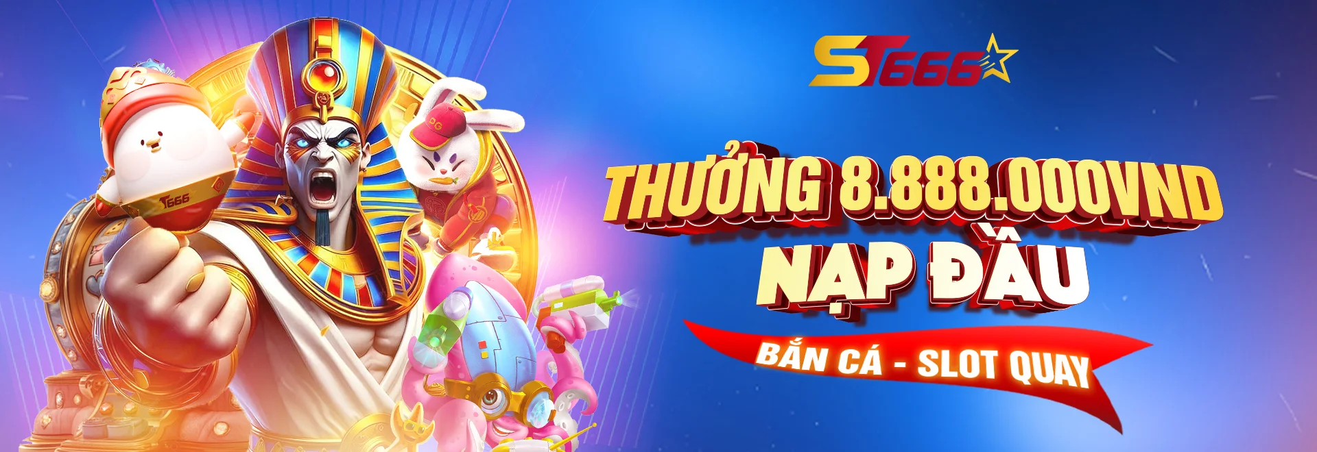 Khuyến mãi thưởng 8.888.000 VND cho người chơi nạp đầu tại ST666 áp dụng cho slot và bắn cá