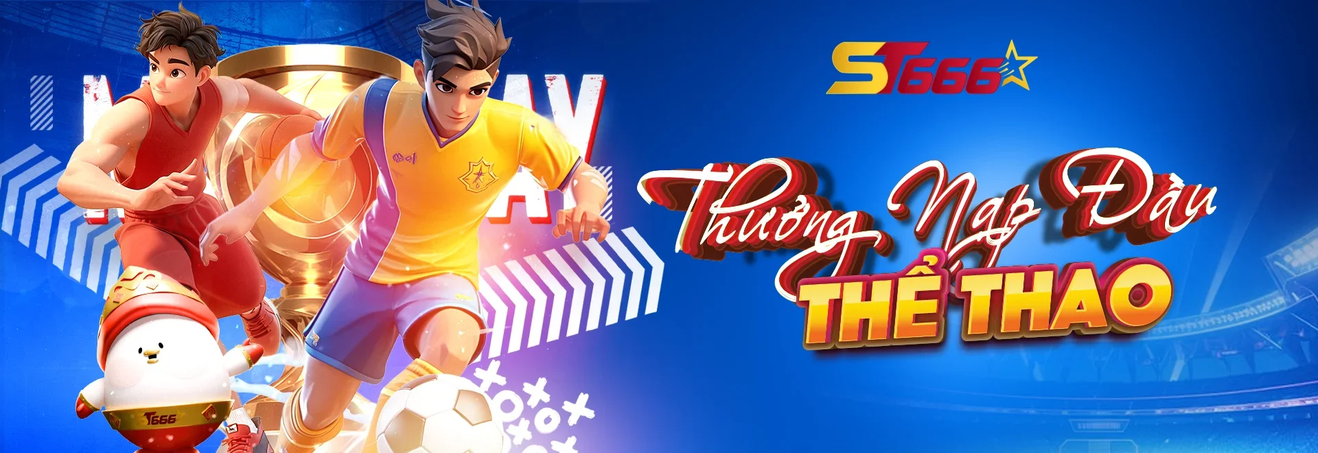 Khuyến mãi thưởng nạp đầu thể thao cho người chơi cá cược bóng đá tại ST666
